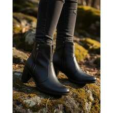 Women's Ankle Boot With Chunky Heel, Soft, Comfortable, Winter New Arrival - 黑色 - 查看 3