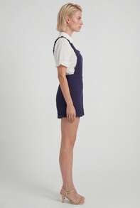 Naf Naf Lightweight Textured Fabric Short Jumpsuit Combinaisons Navy Blue Fabric - Navy Blue - View 3