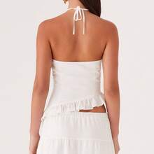 Y2k Ruffle Long Skirt Sets For Women 2 Piece Outfits Summer Ruched Backless Cami Top Matching Boho Maxi Skirt Set - White-a - View 5
