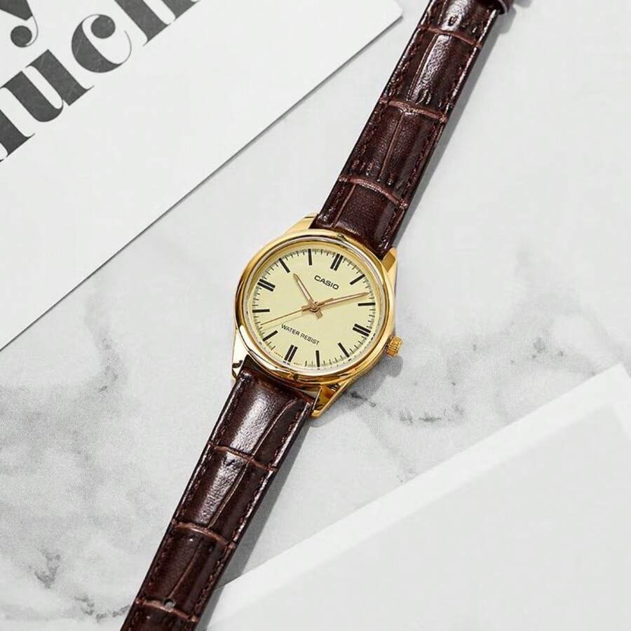 Casio Women's Quartz Watch, Ultra-Thin Minimalist Design, Genuine Leather Strap, Mineral Glass Mirror, Water Resistant Casual Dress Watch - one-size - View 1