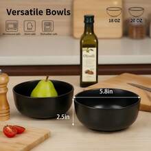 22 OZ Ceramic Soup Bowls & Cereal Bowls - 6" Classic Bowls Set Of 4 For Soup, Cereal, Oatmeal, Fruit, Rice - Dishwasher & Microwave (Black) - Black - View 3