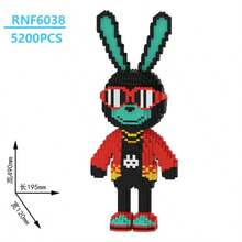 4100pcs Rabbit Series Building Blocks Toy, Candy Rabbit, Social Rabbit, Glasses Rabbit Building Blocks Toy Figurines, 3D Puzzle Toy Decorations, Perfect For Easter, Christmas, Halloween, Valentine's Day And Birthday Gifts - Multicolor - View 16