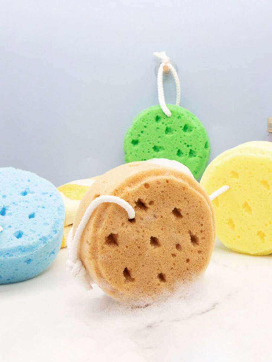 1pc Exfoliating Sponge, Round Cartoon Bath Ball, Bath Cleaning Sponge - Multicolor - View 1