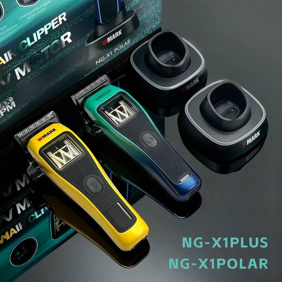 Wmark Professional Magnetic Levitation Vector Motor Hair Clipper, 10,000 RPM, Cordless Electric Hair Trimmer With Charging Base, Salon Use NG-X1 POLAR