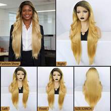 13*4*1 侧分长款波浪棕色酒红色铜红色合成蕾丝前假发，带婴儿绒毛，适合女性日常、派对、假日佩戴，耐热纤维，预先拔毛的自然发际线，蓬松自然，高密度，无需胶水 - 彩色 - 查看 8