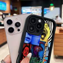 Collage de rostros, instrumentos y elementos psicodélicos. Esta elegante funda es compatible con Samsung, Apple, OPPO, , etc. Fabricada en TPU flexible, resistente a golpes y arañazos, ofrece una excelente protección contra caídas y un agarre cómodo. Es un regalo ideal para familiares, amigos y seres queridos, ideal para festivales, San Valentín y artículos de . - Negro - Ver 4