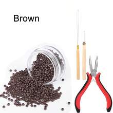 Hair Extension Kit Pliers Pulling Hook Bead Device Tool Kits And 1000PCS Silicone Lined Micro Rings - Multicolor - View 10