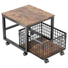 Base Móvil para Refrigerador Pequeño con Ruedas - Estante Organizador de Metal Resistente (Soporta 90 kg), Patas Ajustables, Ideal para Hogar, Oficina o Café Bar - Marrón - Ver 1