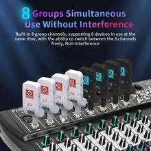 适用于电吉他的40米无线发射器和接收器，可连接乐器至放大器和扬声器，8通道，电池续航时间长达10小时，2.4GHz ISM频段，无需配对，LJX 602040 3.7V 400mAh - 黑色 - 查看 7