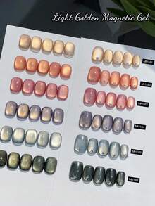 10毫升水光金猫磁性凝胶指甲油香槟裸粉色半永久可卸UV凝胶水晶指甲油美甲水光美甲凝胶指甲油金闪粉可卸UV LED凝胶美甲用品 - 彩色 - 查看 6