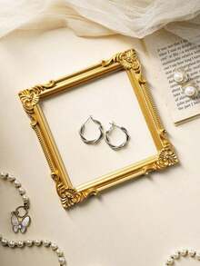 1pc Vintage Resin 3D Floral Pattern Gold Color Prop Photo Frame, Decor Accessory For Photography, Miniature House Decoration, Holiday Atmosphere 1J4P - Gold - View 9