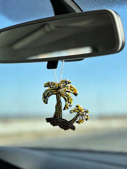 热带棕榈树串珠包包配饰，沙滩主题串珠吊坠配长挂绳，完美装饰手提包、包包点缀、行李牌、背包、旅行箱，为您的配饰增添夏日度假风情，是沙滩爱好者、旅行爱好者、女性、夏季时尚达人和送礼者的理想之选，非常适合海滩旅行、夏季假期、休闲外出和旅行探险。