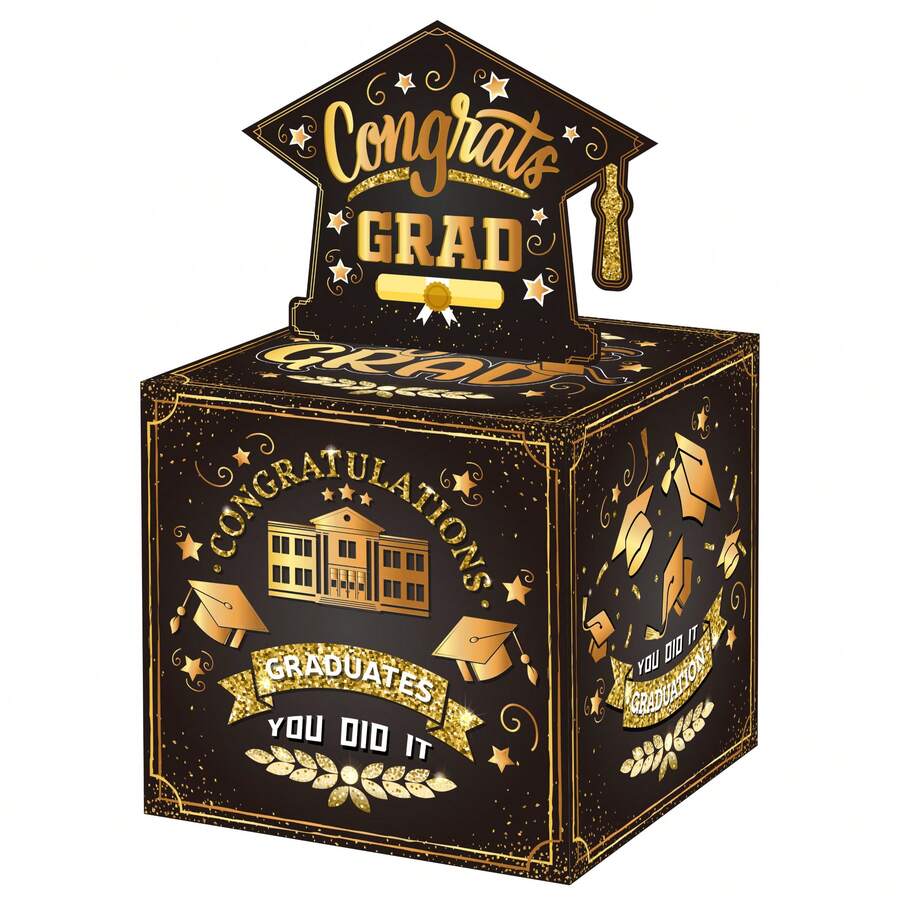 毕业现金礼盒，惊喜存钱罐，透明袋礼品，适合儿童和成人，内含50个透明袋 - 以趣味的方式给您的亲人送上现金礼物