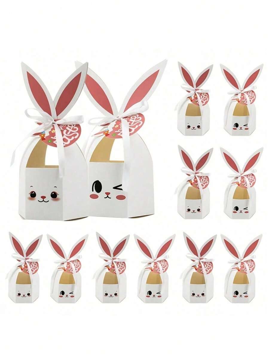 6/2pcs Gift Packaging Boxes, Rabbit Ear Shaped, Easter Candy Box, Suitable For Holiday Parties And Themed Events, Gift Wrapping Supplies - Multicolor - View 1