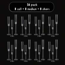 Vincidern 24Pcs Clear Acrylic Candlestick Holder For Table Wedding Centerpiece,Taper Candelabra Candle Holder With Cylinder Shade For Wedding Party Graduation Christmas Event Home Decoration,Mother's Day Decorations,Fit LED Candles - 透明的燭台 - 查看 4