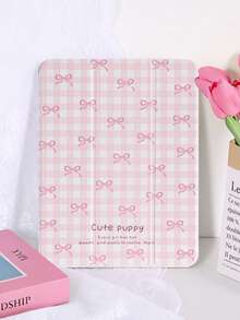 1件装格子蝴蝶结字母彩绘平板电脑保护套，适用于iPad 10代/11代/10.2/10.5/Air4/Air5/10.9/Pro11/Air 11英寸(M2)-2024/Pro 11英寸(M4)-2024/iPad Air 11英寸(M3) 2025/iPad (A16) 11英寸第11代2025/Mini6/Mini7/Air1/Air2/9.7/Tab A8 10.5英寸2022，简约/创意/独特/趣味/可爱/小众设计，不含触控笔，内置笔槽，三折支架，磁吸式睡眠/唤醒功能。 - 彩色 - 查看 2