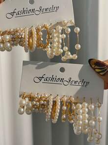 24/12 طقم أقراط لؤلؤية للنساء، أقراط لؤلؤية بسيطة، أقراط حلقية معدنية أنيقة عتيقة متعددة العناصر مزينة بالؤلؤ الاصطناعي، مناسبة للعطلات والحفلات والمواعيد والتنقل اليومي، أقراط متعددة الاستخدامات، هدية عيد الحب والذكرى السنوية للسيدات - ذهبي أصفر - مشاهدة 3