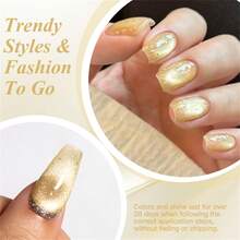 MEET ACROSS 7毫升气泡水猫眼磁性凝胶指甲油夏季美甲Promordial Qi蓝色美甲白色美甲半永久可卸UV美甲凝胶指甲油，沙龙指甲油美甲用品 - 彩色 - 查看 4