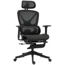 Ergonomic Office Chair With 3D Armrests, Lumbar Support, Headrest, Height-Adjustable Swivel Mesh Seat With Rocking Function, Clothes Rail, Reclining Function, Footrest, Black - A - View 1