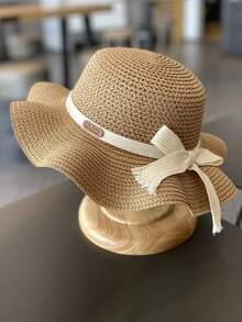 儿童防晒帽套装，夏季女童草帽和包包，婴儿沙滩遮阳帽，多功能女童款 - 帽子 - 查看 10