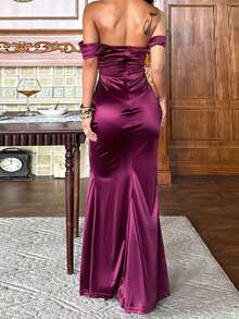 Đầm satin trễ vai mùa hè Onecee, màu đỏ rượu vang, đầm dự tiệc thời trang, đầm thanh lịch phù hợp cho lễ hội, hẹn hò, tụ họp, tiệc tùng, du lịch, kỳ nghỉ, đi biển và các dịp khác. - Màu Đỏ Sâu - Xem 7