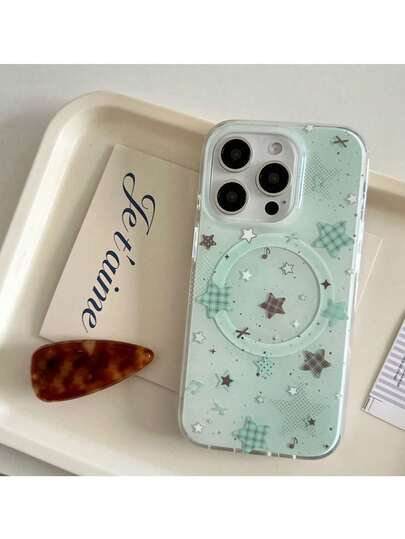 1pc New Korean Ins-Style Dopamine Colorful Plaid, Star, Polka Dot Magnetic Phone Case, Fashionable & Stylish Compatible With IPhone 17 Pro Max, Compatible With Wireless Charging, Creative & Unique Compatible With IPhone 16, 15, 14, 13, 12, 11, Anti-Fall Protective Cover