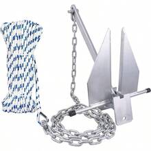 Galvanized Fluke Style Anchor Kit Includes Galvanized Fluke Anchor, Rope, Shackles, Chain 8LB 10LB 13LB - For Boat 12-22FT, 8 LB - View 2