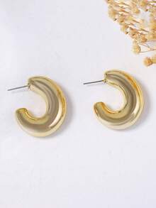 1 Pair Minimalist Chic Geometric C-Shaped Design CCB Earrings For Women - C shape - View 5
