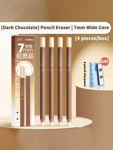 4pcs Macaron Color Large Pencil Erasers - Free Pencil Sharpener Included, Dust-Free Precision Erasers For Students, High-Light Erasers For Art Sketching - Extra Wide Core Pencil Eraser - View 10