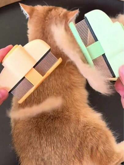 1/2 Pcs Pet Self-Cleaning Brush, Cat & Dog Fur Deshedding Brush, Detangling Comb For Long Hair Pets, Massage & Deshedding Brush, One-Button Self-Cleaning Hair Remover,Steel Grate Comb Lice Comb Super Dense Teeth Encryption Comb Dog To Float Hair Cat Hair Cleaner