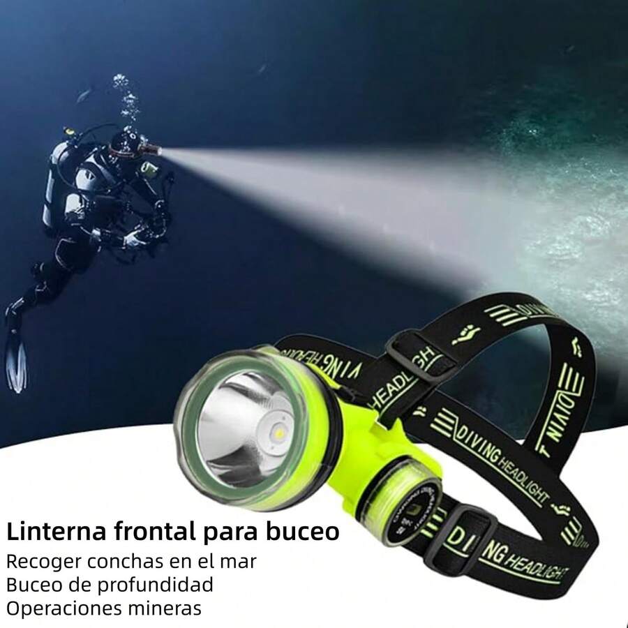 AGUILAMEX Linternas de cabeza para Buceo con LED Brillantes Recargable por USB Impermeables Linterna subacuática Portátil y Multifuncional, Regalo Festivo, Adecuado para Pesca, Emergencias, Trabajo, Mantenimiento, Deportes / Equipo de buceo para submarinismo