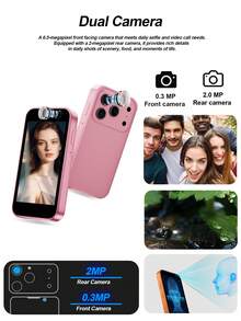 SERVO 17SE 迷你智能手机，Android 9.0 系统，双卡双待，2GB+16GB 存储，3.0 英寸高清屏幕，支持 3G WCDMA 网络，便携式小巧手机 - 粉色 - 查看 7