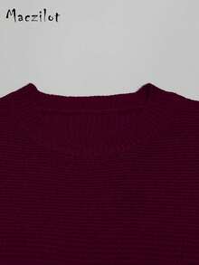 Suéter de punto sin mangas, cómodo y elegante, de unicolor, de talla grande, a la moda para otoño/invierno - Morado Violeta - Ver 5