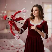 Cupid Bow And Arrow Set Valentine's Day Mini Bow Heart Costume Prop For Women Wedding Party Cosplay - Red - View 4