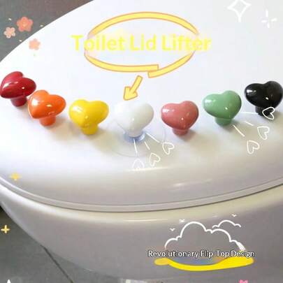 Söt hjärtformad toalettsitsförhöjare i keramik, toalettsitsöppnare, färgglatt keramiskt handtag, hålfritt flaskhandtag, lådskåpsknopp, slumpmässig färg