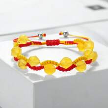 1Pc Of Fashionable Woven Bead Bracelet With 8mm Beads Versatile And Stylish Simple Design Suitable For Daily Wear - Multicolor - View 2