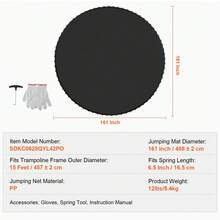 Replacement Trampoline Mat, Jumping Mat Fits 15ft Frame, Universal Jumping Mat For 15ft Round Trampoline, Reinforce UV-Resistant Mat With Spring Tool & Durable V-Rings, Fit 6.5" Spring Length - 15-inch Length, 6.5-inch Diameter - View 7