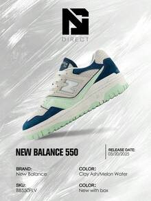 New Balance 550 Clay Ash Melon Water – Men's Lifestyle Sneakers – Shoes For Man -Vintage-Spring & Summer-Inspired Running Shoes, Shock-Absorbing Comfort, Gym To Streetwear Casual Wear-Easter Gift– BB550FLV - Clay Ash/Melon Water - 查看 6