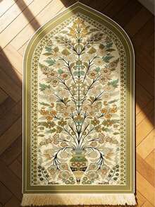 1 pieza Alfombra con diseño floral con flecos, estilo bohemio, diseño intrincado, alfombra con flecos en los bordes, apta para interiores y exteriores, alfombra decorativa rectangular con flecos, alfombra lavable - Multicolor - Ver 2