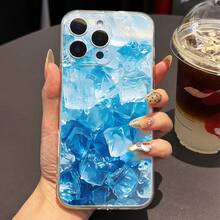 A Phone Case Featuring a Summer-Themed Design with Refreshing Ice Cubes, UV Printing, And Angel Eyes. This TPU Translucent Shell Offers 360-Degree Protection for Various for  Models Including 17 11, 12, 13, 14, 15, 16 Pro Max, XR, X/XS, 7, 8 Plus, SE, And Mini, Making It an Ideal Gift for Birthdays for Both And . - Transparente - Ver 1