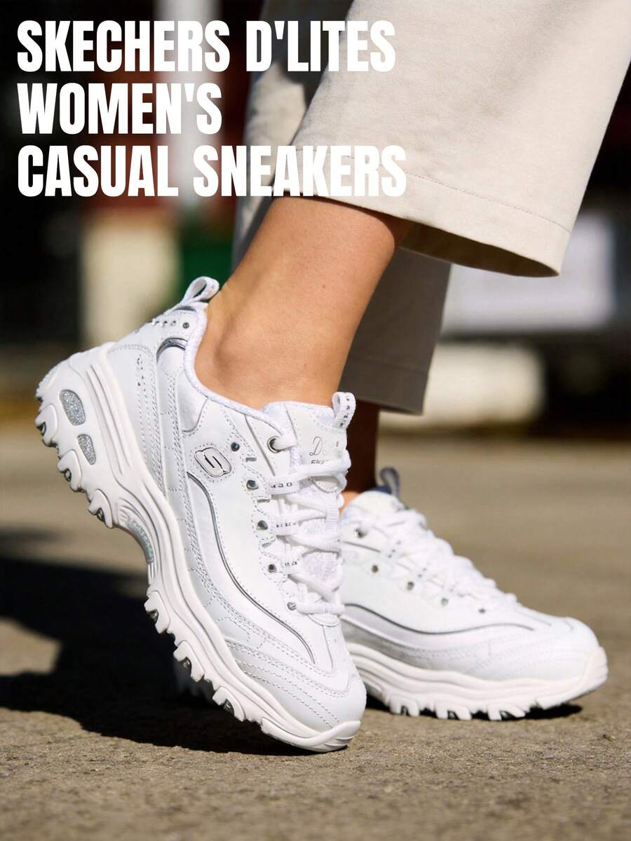 Skechers 女士休闲鞋 D'LITES 轻便舒适运动休闲鞋 11979-WSL - 白色 - 查看 1