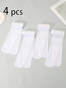 4 đôi quần tất trắng cho bé gái, tất khiêu vũ đính đá và lấp lánh. - Nhiều màu - Xem 7