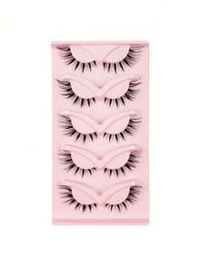 5 Packs Transparent Stem Eyelashes, Natural Cosplay, Demon Manga Eyelashes, One-Piece Fake Eyelashes - Black - View 6