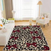 1pc Leopard Print Rug, Red Lips Rug, Pop Art Rug, Bold Statement Area Rug, Funky Living Room Decor, Animal Print Rug,84*60inch,Perfect Choice For Christmas ,Stylish And High-Quality Rugs, Perfect For Christmas Decorations And Gifts Home Decor - Multicolor - View 6