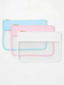 Personalized Zipper Cosmetic Bag, Can Be Customized With Name/Text, Transparent Makeup Pouch, Suitable As Gift For Mom, Bridesmaids, Teenagers - Multicolor - View 8