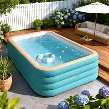 Piscina inflable grande y gruesa para adultos de 120*68*27 pulgadas, piscina familiar para el patio trasero, adecuada para el jardín, parque acuático de verano, piscina portátil de fácil montaje - A - Ver 3