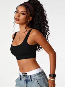 Runway Rest Women's Sports Bras Seamless Bra Small Chest Vest Top Push Up Bra Backless Bralette Breathable Soft Tube Tops Comfortable No Steel Ring Intimates Female Lingerie Underwear - Black - View 5