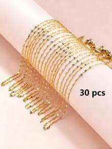 1/100pcs/Pack Multi-Color Stainless Steel K-Plated Basic Chain Necklace, DIY Jewelry Making Chain Necklace Can Be Worn Separately - Multicolor - View 34