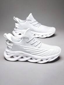 Outdoor All-Season Men's Sports Shoes, Comfortable Non-Slip Men's Casual Shoes, Lightweight Thick-Soled Men's Shoes, Couples Men's And Women's Shoes, New Design Women's Shoes, Brand Original Hiking Shoes, Arab Running Shoes, Large Size, Extra Large Size, 28-46EUR (Asymmetrical Pattern) - White - View 1