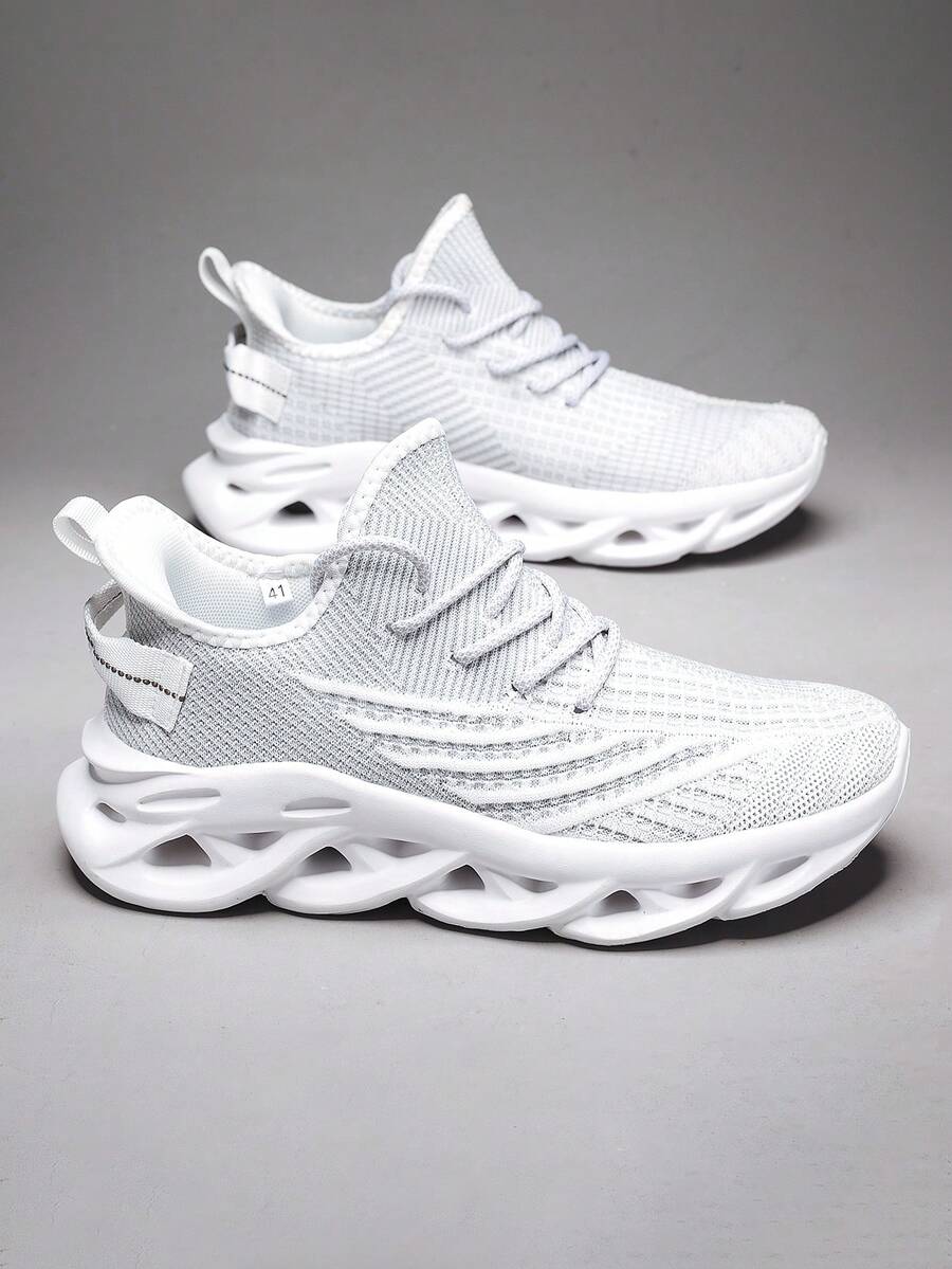 Outdoor All-Season Men's Sports Shoes, Comfortable Non-Slip Men's Casual Shoes, Lightweight Thick-Soled Men's Shoes, Couples Men's And Women's Shoes, New Design Women's Shoes, Brand Original Hiking Shoes, Arab Running Shoes, Large Size, Extra Large Size, 28-46EUR (Asymmetrical Pattern) - White - View 1